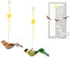 DS. DISTINCTIVE STYLE Interactive Chirping Bird Cat Toy, Simulated Bird Design Cat Toys for Indoor Cats Kitten, Fun Hunting Exercise Cat Bird Toy (2 Pack)