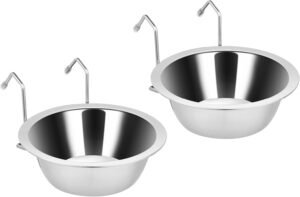 Fri4Free 2PCS 8oz Stainless Steel Hanging Kennel Water Bowls