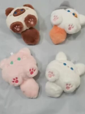 Squeaky Cartoon Plush Pet Toy for Cats & Dogs - Interactive Play and Training, Ideal for All Breeds, Cat Accessories Toys (White Orange)
