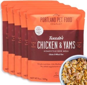 Portland Pet Food Company Fresh, Human Grade Dog Food Topper & Meal 5 Pack | Shelf-Stable 9 oz Pouch, Chicken & Yam Limited-Ingredient, Healthy Wet Dog Food & Meal Mix In, All Life Stages, USA Sourced