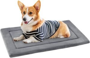 KHONSU PET Dog Bed Mat for Crate 1.1in Slim Cooling Pad Reversible Flannel & Waterproof Canva for Medium Dogs up to 45 lbs, Fits 30"x20" Basic Crate