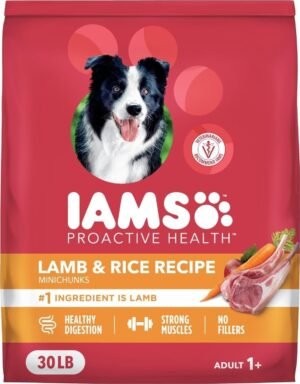 IAMS Proactive Health Minichunks Dry Dog Food, Lamb & Rice, 30 lb | Real Lamb #1 Ingredient, Omega-6 Fatty Acids for Skin & Coat, Natural Fiber & Prebiotics, No Fillers or Artificial Flavors