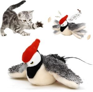 Yewmow Interactive Chirping Cat Toy,Flapping Wings Sound Toy