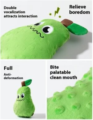 Plush Vegetable Fruit Dog Toy, Squeaky Chew Toy for Dogs, Dual Sound Design for Boredom Relief and Dental Cleaning (Orange)