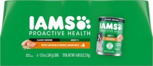 IAMS Proactive Health Ground Wet Dog Food, Chicken, 13 oz, 6-Pack | Made with real chicken, Omega-6 for skin & coat, no fillers or artificial flavors, 100% complete & balanced adult maintenance