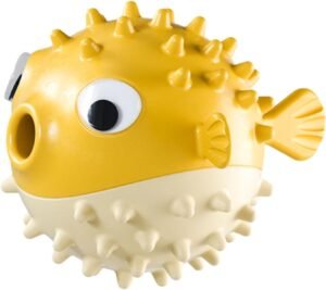Dog Treat Dispenser Toy, Rubber Puffer Fish Dog Toys | Puppy Teething Toys | Interactive Pet Toys, for Small, Medium, Large All Breed Size Dogs