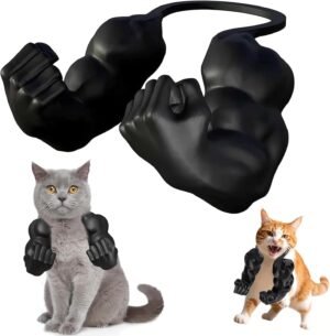 Funny Cat Muscle Arms Christmas Costume, 3D Printed Strong Arms for Cats Neck Muscle Arm Accessory, Cute Holiday Pet Cosplay Outfit for Kitten April Fool's Day & Halloween Parties(Black)