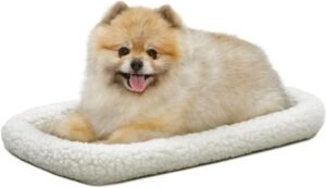 MidWest Homes for Pets QuietTime XS Dog Bed – White Fleece Bolster, Ultra-Soft and Machine Washable, Fits 22-Inch Crates and Carriers, for Small Dogs and Cats