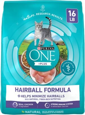 Purina ONE Natural Hairball Control Dry Cat Food, 16 lb Bag