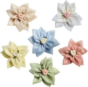 6 Pcs Pet Dog Cat Collar Flower Charms Bow Tie Accessories