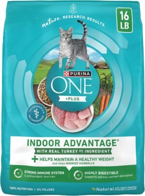 Purina ONE Indoor Advantage Weight Control Dry Cat Food, 16 lb Bag