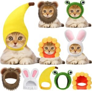 Weewooday 5 Pcs Cat Hat, Lion, Frog, Rabbit, Sunflower, Banana