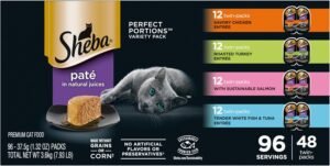 Sheba Perfect Portions Pate Wet Cat Food, Variety Pack, 2.6 oz, 48 ct