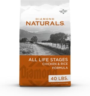 DIAMOND NATURALS Puppy, Adult & Senior Dry Dog Food, Chicken & Rice, 40lb | With Real Cage Free Chicken | Guaranteed Omega Fatty Acids for Skin & Coat Health | Probiotics for Digestive Support
