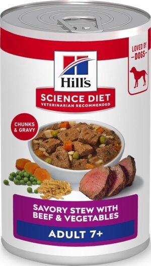 Hill's Science Diet Adult 7+ Wet Dog Food | #1 Veterinarian Recommended, Beef & Vegetables, 12.8 oz. Cans, 12-Pack