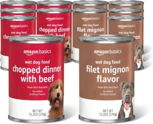 Basics Chopped Ground Dinner Wet Dog Food Variety Pack, Filet Mignon Flavor and with Beef, Made with Natural Ingredients, 13.2oz Cans (Pack of 12)