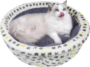 AIWIKIDE Super Soft Small Dog & Cat Bed, Anti-Anxiety Puppy Cuddler, Cozy Round Fluffy Plush Pet Bed, Machine Washable Faux Fur Donut Cuddler, Grey