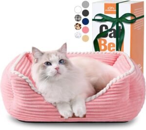Zerbuger 20in Pink Rectangle Cat Dog Bed Machine Washable Sleeping Sofa