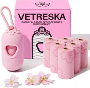 VETRESKA Dog Poop Bag Dispenser with 105 Cherry Blossom Scented Bags