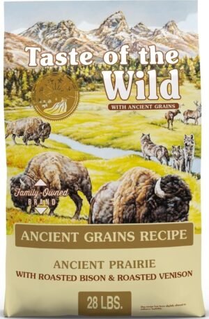 Taste of the Wild Ancient Prairie Dry Dog Food, Roasted Bison, 28lb | Puppy, Adult & Senior Dogs | High Protein | Roasted Bison & Ancient Grains | Nutrient Dense to Help Support Peak Health