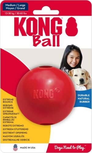 KONG: Ball with Hole – Durable Rubber Fetch Toy for Medium/Large Dogs