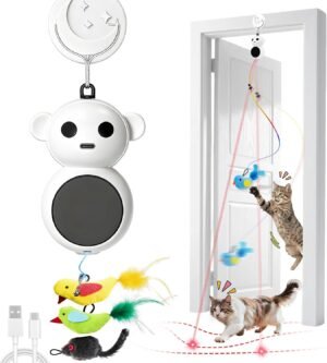 2-in-1 Interactive Laser Pointer Cat Toy & Flying Bird Wand for Indoor Cats