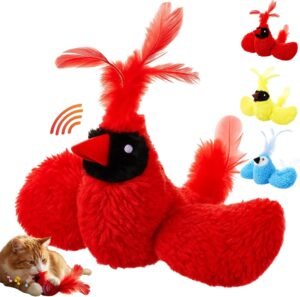 3Pcs Chirping Bird Cat Toy, 3.15'', Red Cardinal Blue Jay Style