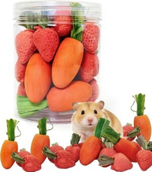 Hamiledyi Hamster Chew Toys Rabbit Chew Toys for Teeth Guinea Pig Treats Enrichment Habitat Decor for Bunny Chinchilla Gerbil Rat (26 Pcs)