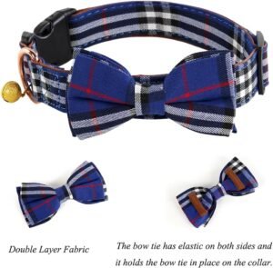 Yizepet Dog Collar with Bow Tie- Adjustable pet Collar for Dogs with Plastic Buckle Collar, Stylish Pattern for Small Medium or Large Boy and Girl Dog and Cat