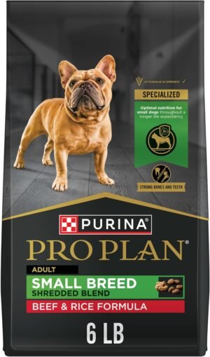 Purina Pro Plan Small Breed Dry Dog Food, Shredded Blend Beef, 6 lb Bag