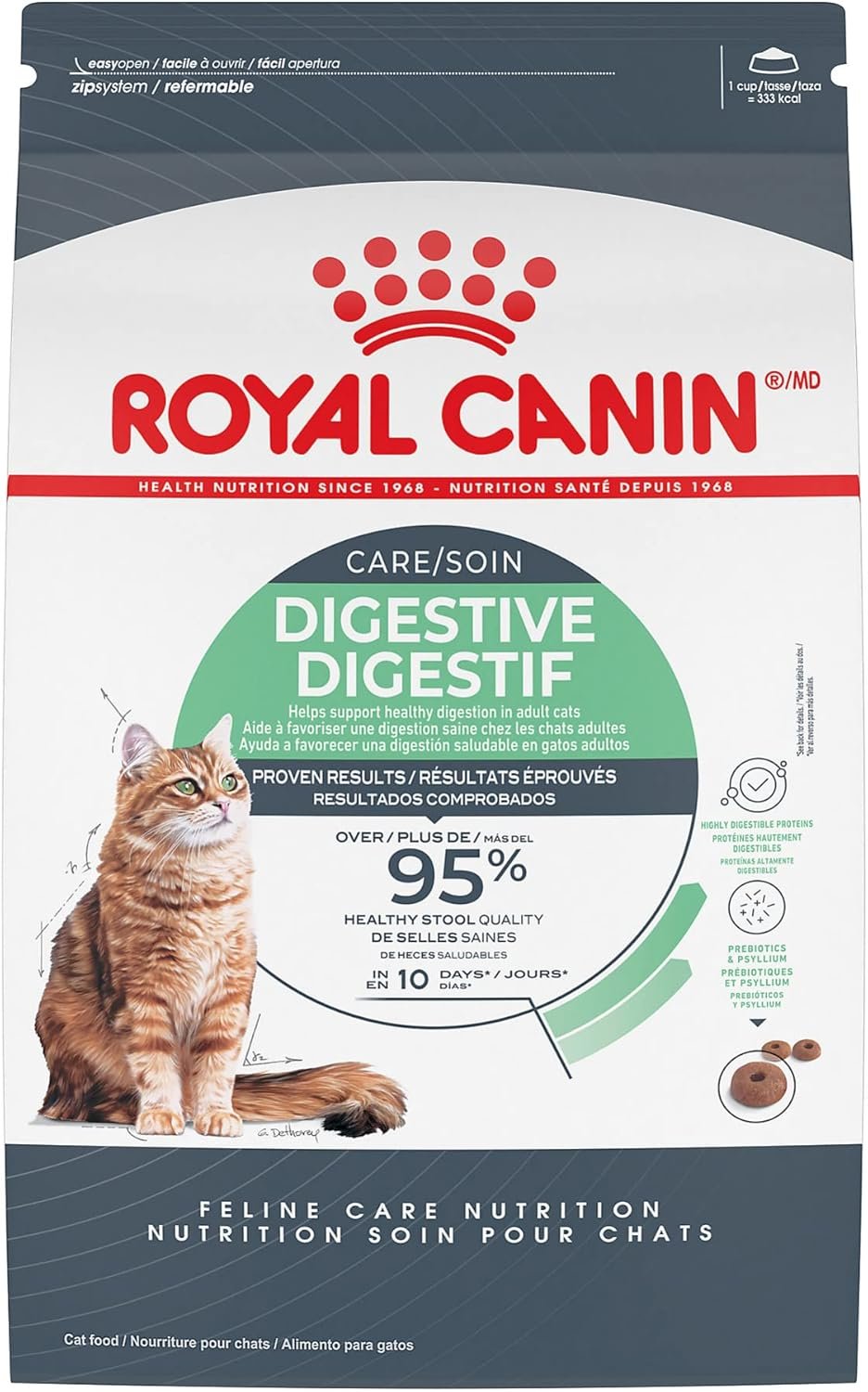 Royal Canin Feline Care Nutrition Digestive Care Adult Dry Cat Food, 6 lb Bag | Sensitive Stomachs, Digestive Support, For Adult Cats, Crunchy Kibble, Developed by Veterinarians, Optimal Stool Quality