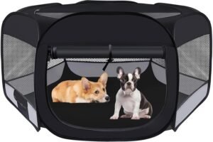 Dog Cat Playpen, Pet Puppy Playpen, Puppy Dog Play Pen for Indoors(Grey, S)