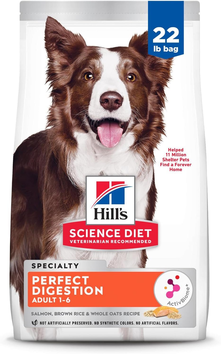 Hill's Science Diet Adult 1-6 Perfect Digestion Dry Dog Food | #1 Veterinarian Recommended, Salmon, Whole Oats, & Brown Rice, 22 lb. Bag