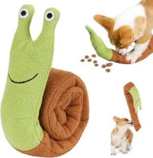 Dog Squeaky Toy, Dog Snuffle Toy with 3 Noisemakers, Cute Snail Shape Dog Puzzle Toys, IQ Training Treat Dispenser for Dogs to Release Stress