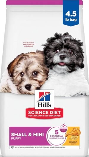 Hill's Science Diet Puppy Small & Mini Dry Dog Food | #1 Veterinarian Recommended, Chicken & Brown Rice, 4.5 lb. Bag