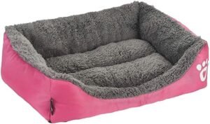 Barelove Rectangular Dog Cat Beds Mattress Washable Pads Room, Soft Winter WarmPlush Faux Fur Sleeping Pet Fleece Bed Mat for Small Doggy Kitten Puppy, with Anti-Slip Waterproof Bottom, (Pink)