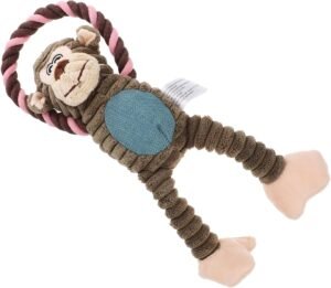 Monkey Shaped Dog Toy with Squeaker, Durable Chew Toy for Small & Medium Dogs, Interactive Play with PP Cotton Filling, Soft Pineapple Fabric for Teeth Cleaning and Oral Care
