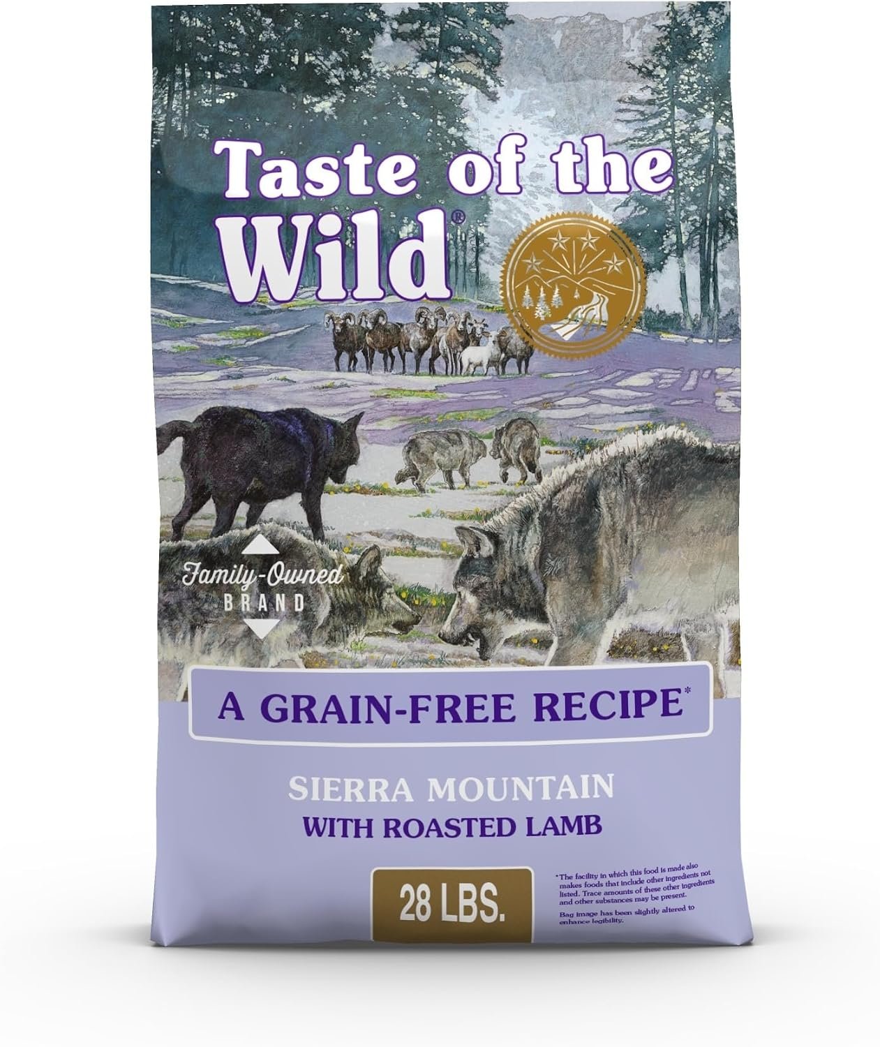 Taste of the Wild Sierra Mountain Dry Dog Food, Roasted Lamb, 28lb | Puppy, Adult & Senior Dogs |Grain Free Recipe* |Nutrient Dense to Help Support Peak Health |Probiotics for Digestive Support