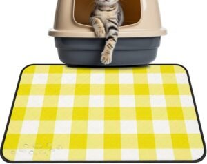 Farmhouse Yellow Buffalo Plaid Washable Pee Pads for Dogs Cats,24"x18" Absorbent Waterproof Pet Training Mats Modern Minimalist Checkered Non-Slip Reusable Puppy Pad for Crate Bed