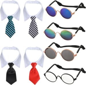 Weewooday 8 Piece Dog Tie Sunglasses for Small Dogs Cats,Classic Colors
