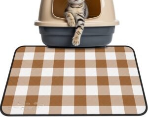Autumn Brown Plaid Washable Pee Pads for Dogs Cats,24"x18" Absorbent Waterproof Pet Training Mats Minimalist White Check Non-Slip Reusable Puppy Pad for Crate Bed