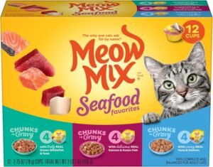 Meow Mix Seafood Favorites, Wet Food Variety Pack, 12 Cups