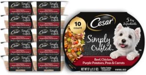 Cesar Simply Crafted Wet Dog Food Toppers, Beef & Chicken, 1.3 oz, 10 Count
