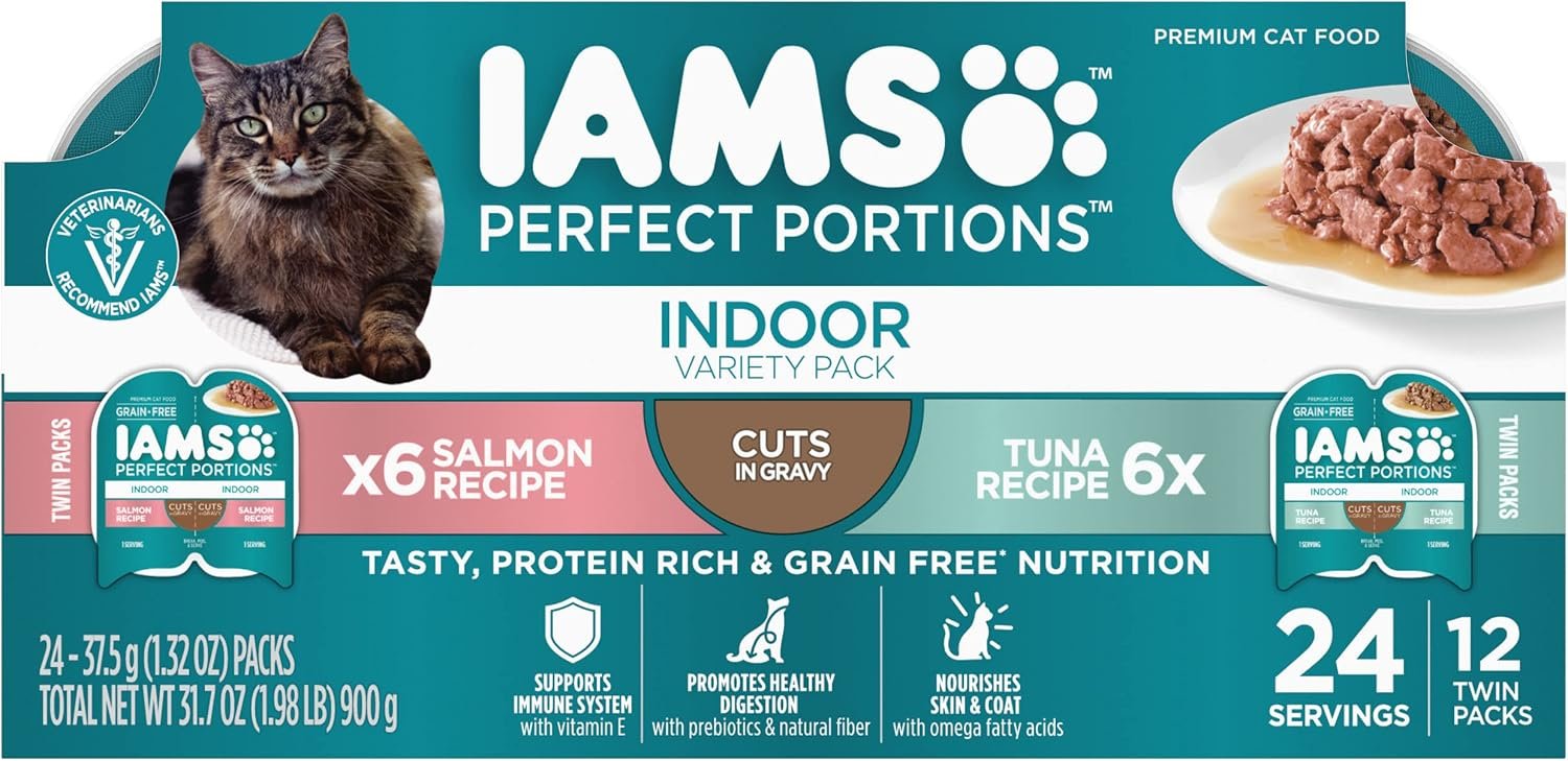 IAMS Perfect Portions Cuts in Gravy Wet Cat Food, Tuna & Salmon, 12 Count