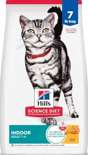 Hill's Science Diet Adult 1-6 Indoor Dry Cat Food | #1 Veterinarian Recommended, Chicken Recipe, 7 lb. Bag
