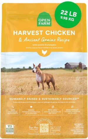 Open Farm Ancient Grains Dry Dog Food, Harvest Chicken Kibble, 22lb Bag