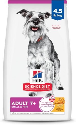 Hill's Science Diet Adult 7+ Small & Mini Dry Dog Food | #1 Veterinarian Recommended, Chicken & Brown Rice, 4.5 lb. Bag