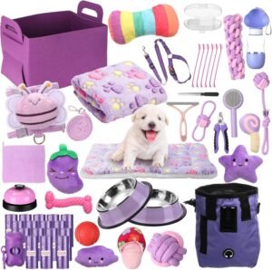 Abbylike 50 Pcs Puppy Supplies Starter Kit for Small Dogs, Purple