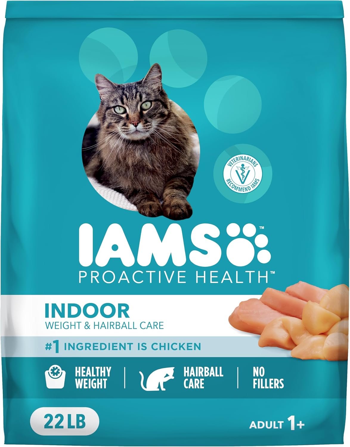 IAMS Proactive Health Indoor Dry Cat Food, Chicken & Turkey, 22 lb