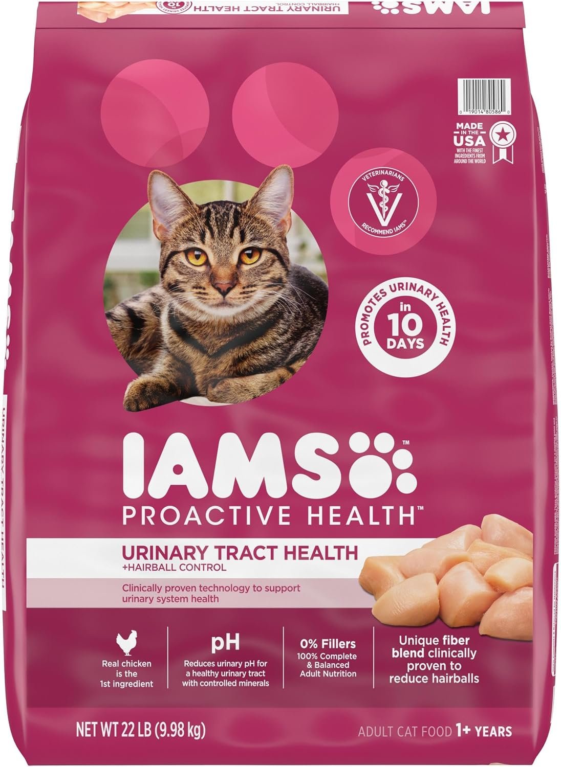 IAMS Proactive Health Urinary Tract Health Dry Cat Food, Chicken, 22 lb